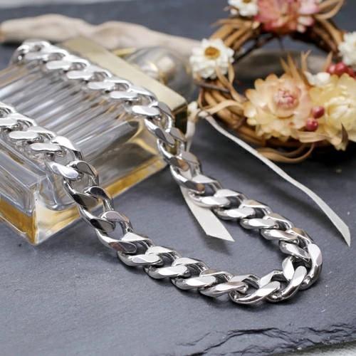 国産 シルバー SILVER 925 銀無垢 2面カット キヘイ 喜平 ラウンド 12mm幅 50cm 145g カニカン 引輪式 男女兼用 メンズアクセサリー ネックレス チェーン 爆買の画像