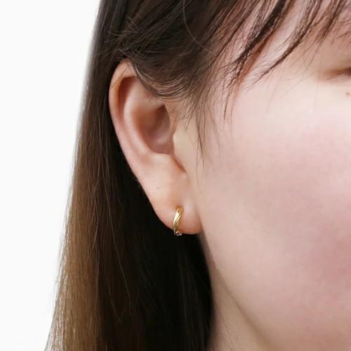 18金 K18 ピアリング ツーカラー シンプル ウェーブ リバーシブル 正規品 k18 k18WG刻印入り クリップ式イヤリング 18k イヤーカフ ノンホールピアス シンプルの画像