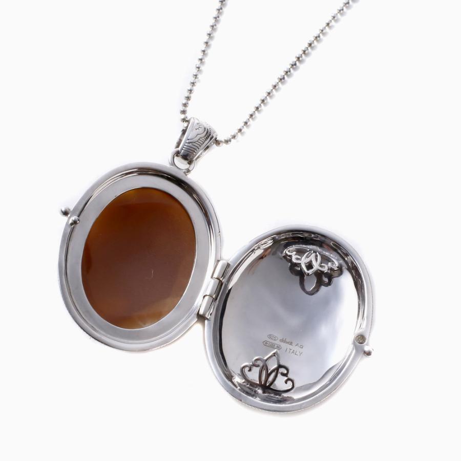カメオペンダント シルバーロケットペンダント シェルカメオ 手彫り 