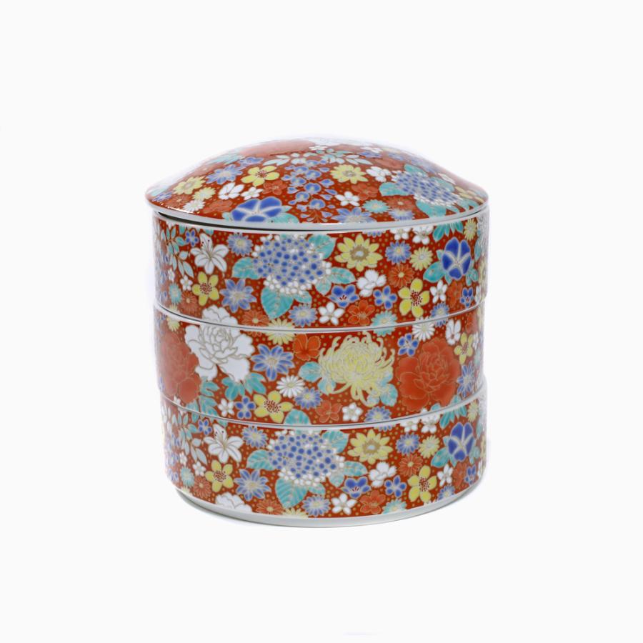 九谷焼 三段重 楽天市場】九谷焼 5柄から選べる三段重（陶器）色絵絢爛箱- (2