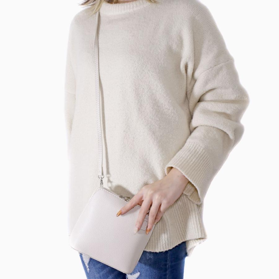 ショルダーバッグ 牛革 レザー シボ加工 イタリア製 カバン ブラック