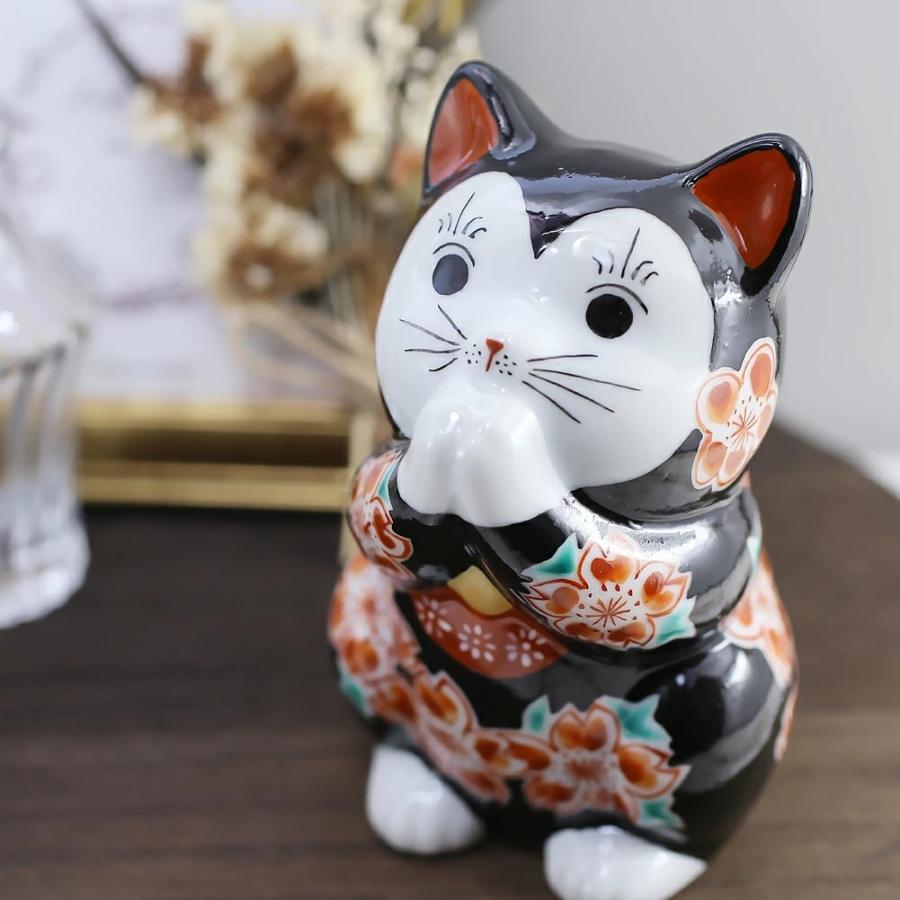 日本製 九谷焼 北陸伝統工芸 工芸品 招き猫/招猫 まねきねこ 3.8号 猫