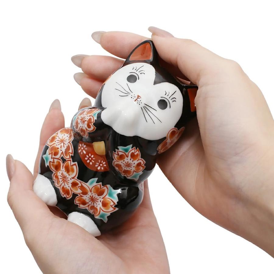 日本製 九谷焼 北陸伝統工芸 工芸品 招き猫/招猫 まねきねこ 3.8号 猫