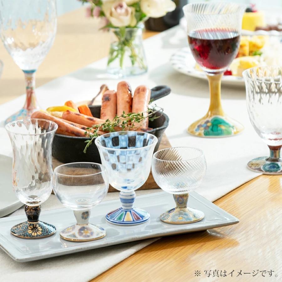 日本製 九谷焼 九谷五彩 磁気 陶器 陶磁器 九谷和グラス 冷酒グラス 冷製スープ ブランデー 硝子 ガラス 江戸硝子 バリウムクリスタル 格子柄 青粒鉄仙 ブラック_14