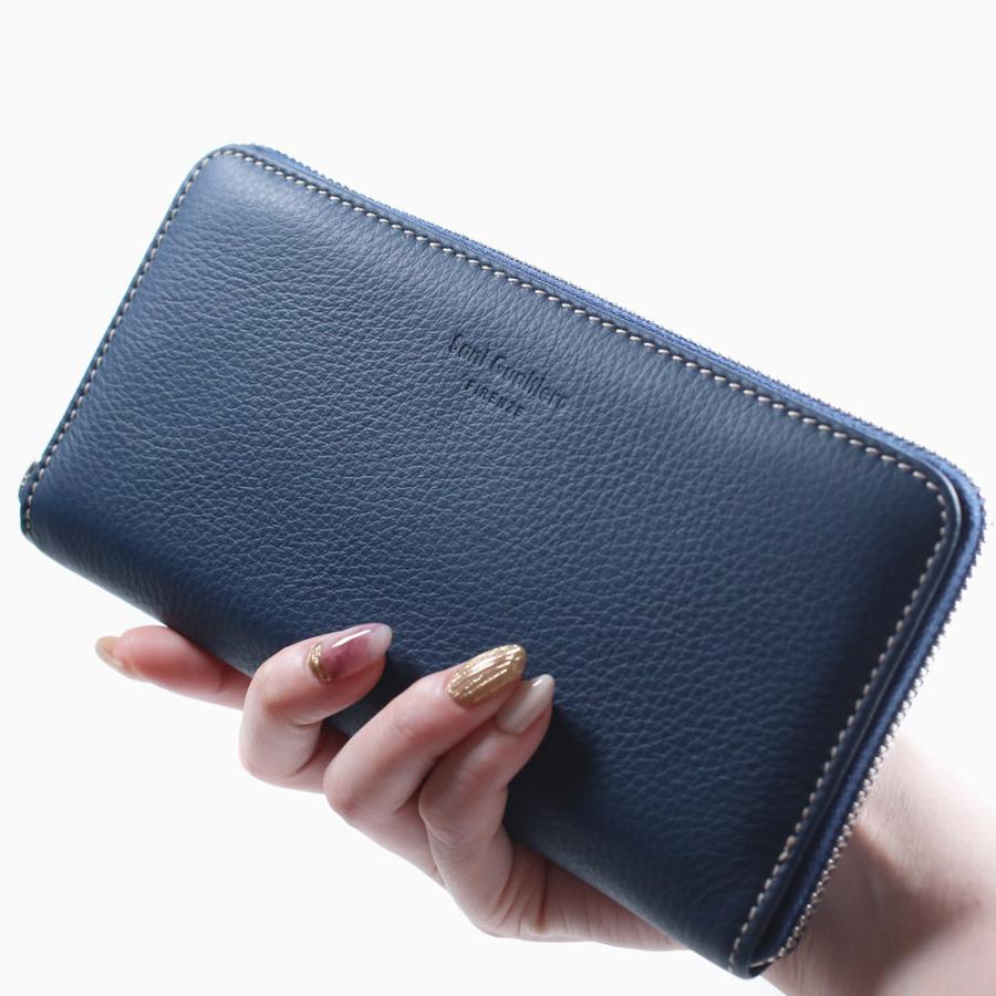 Caramomo　牛革財布　水色 長財布 牛革 サイフ カーフレザー ユニセックス財布 ウォレット 青色