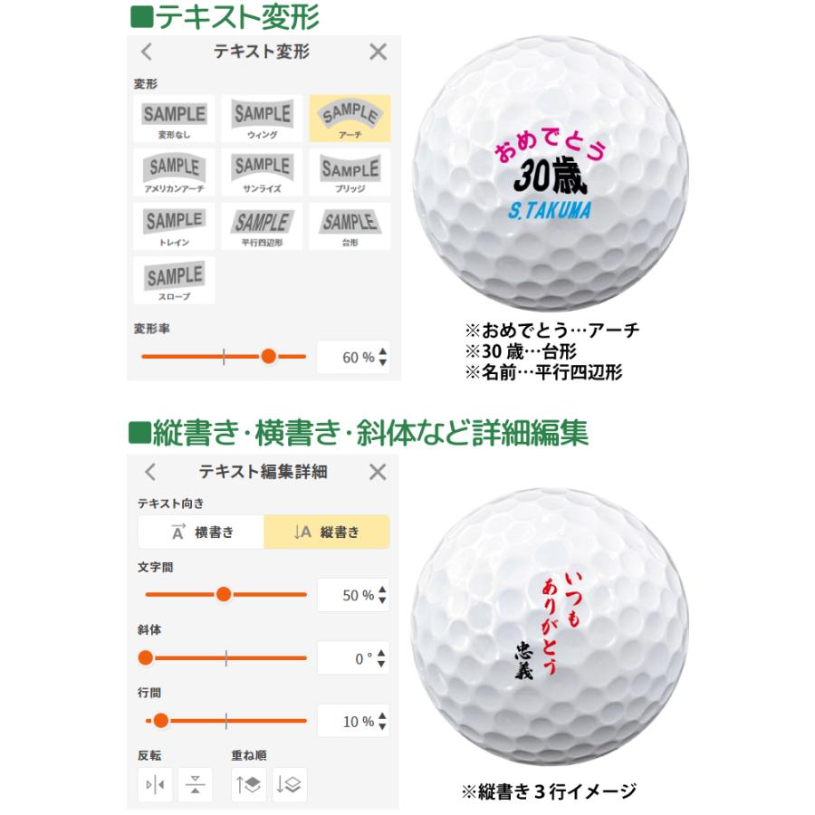 3営業日出荷 名入れゴルフボール 本間ゴルフ/HONMA D1 SPIN スピン ホワイト 1ダース(12球) 父の日 ホールインワン｜walker｜07