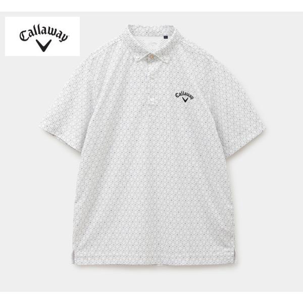 Callaway キャロウェイ ゴルフウェア 春夏 メンズウエア 幾何学フラワープリントカノコB.D半袖シャツ C22134105ホワイト(103) M:SSM633 L:SSM634 LL:SSM635