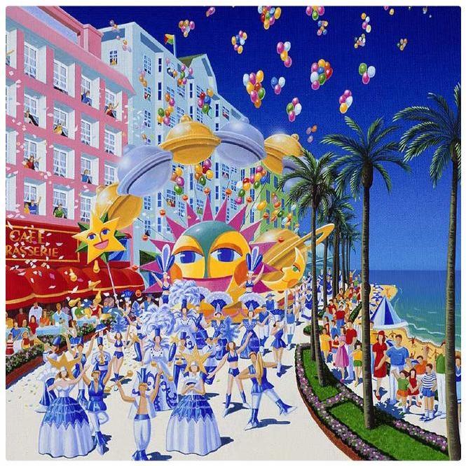 壁掛けアート アートパネル 風景画 イラストレーター 高橋宣孝 風景画 海辺のカーニバル ヤシの木と風船が舞う絵 Taka129 S1 Wall Art 通販 Yahoo ショッピング