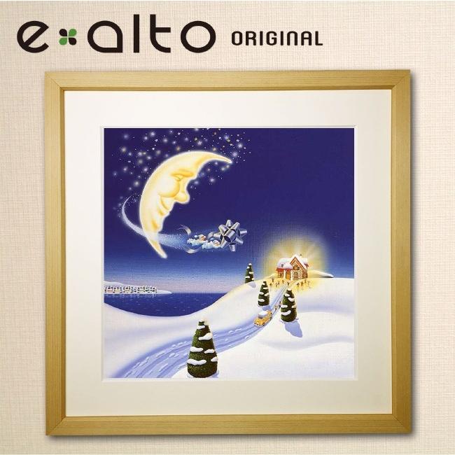 冬の風景画-クリスマス-雪-月 アートパネル】壁掛け ファブリック