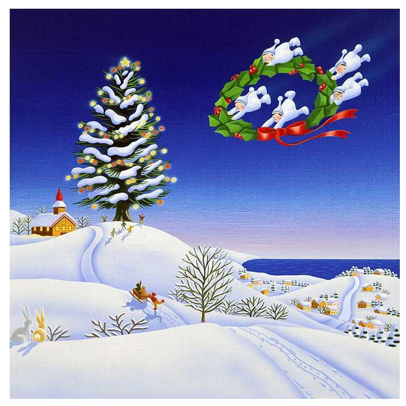 冬の風景画-クリスマス-雪 アートパネル】壁掛け ファブリックパネル