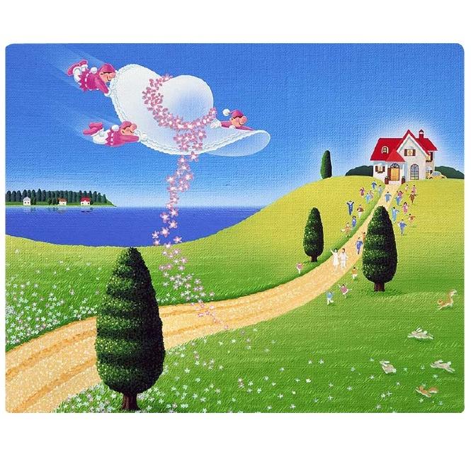 壁掛けアート アートパネル 風景画 風景イラスト 花飾りの付いた帽子を運ぶ妖精達と春の丘 お知らせ 季節 小人 歓迎 Taka30 F3 Wall Art 通販 Yahoo ショッピング