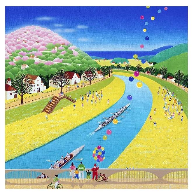 21人気の 壁掛けアート アートパネル 風景画 イラストレーター 高橋宣孝 風景画イラスト 川 風船 船 レース カッターレース 河原 Babylonrooftop Com Au