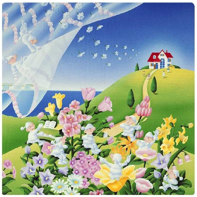 壁掛けアート アートパネル 風景画 イラストレーター 高橋宣孝 風景画イラスト 花 小人 妖精 レース 演奏 ピアノ 赤い屋根の家 丘 海 青空 Taka38 S1 Wall Art 通販 Yahoo ショッピング