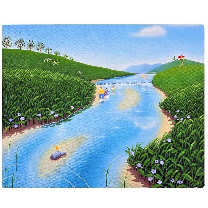 水彩画 家族連れの風景画 木製フレーム付き 風景画 木製フレーム付き - メルカリ