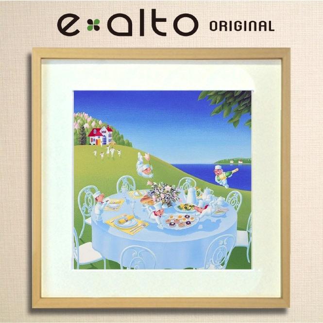 壁掛けアート アートパネル 風景画/イラストレーター 高橋宣孝/「風景画イラスト」小人　妖精　クッキー　スイーツ　お菓子　テーブル　丘　赤い屋根