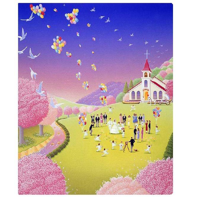 専用　壁掛けアート　風景画　高橋宣孝　桜　木製フレームつき 壁掛けアート アートパネル 風景画/イラストレーター 高橋宣孝/風景画