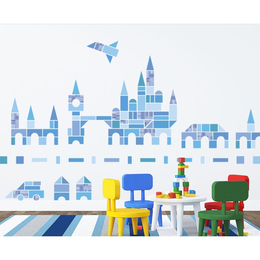 正規品 本州送料無料 ウォールステッカー つみき遊び ブルー Lサイズ 大判 転写 賃貸ok シール 壁デコ 子供部屋 男の子 女の子 積み木 全ての Claimkar Com