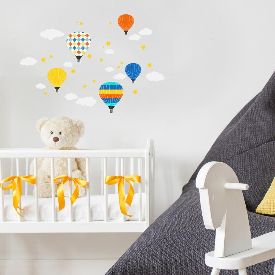 ウォールステッカー お空に気球 シール 壁デコ フチなし 賃貸ok 子供部屋 雲 星 カーテン ウォールステッカー市場 通販 Yahoo ショッピング