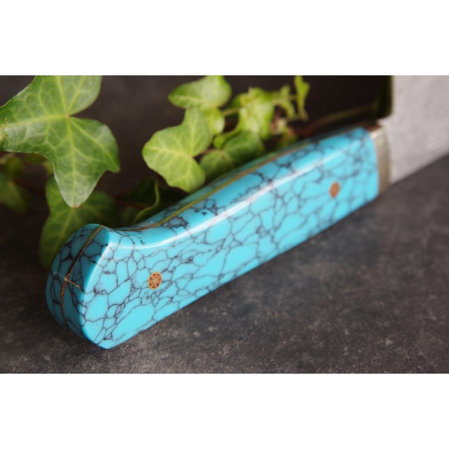 裕翠工房 / 粉末ハイスR2 ダマスカス 包丁 牛刀 250mm ターコイズ