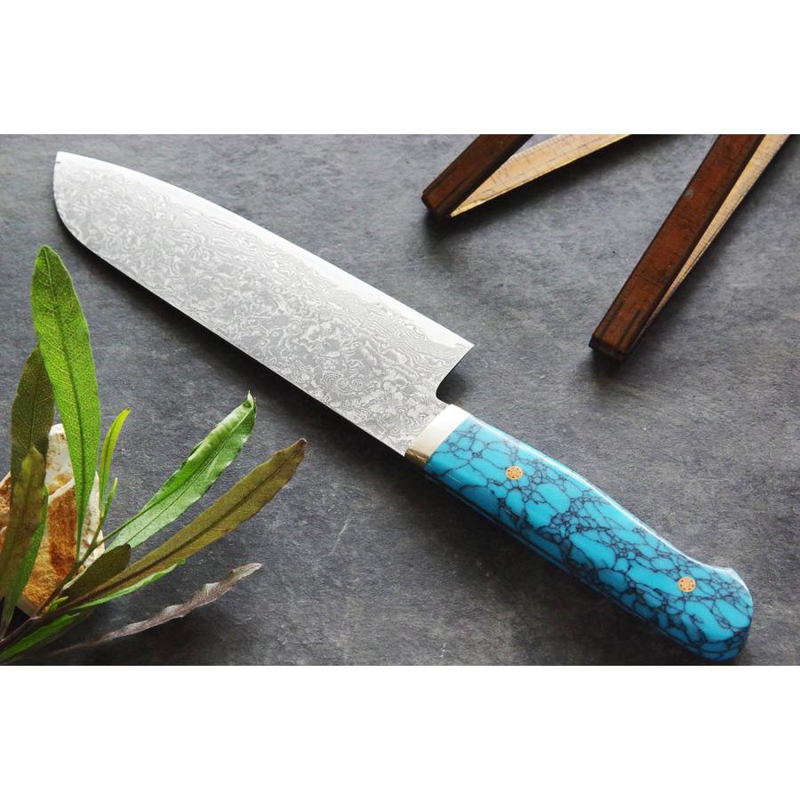裕翠工房 / 粉末ハイスR2 ダマスカス 包丁 三徳 177mm 裕翠工房 / 粉末ハイスR2 ダマスカス 包丁 三徳 177mm
