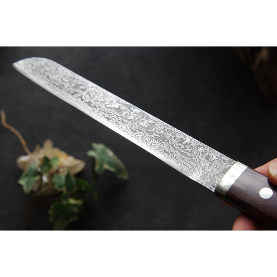 裕翠工房 / 粉末ハイスR2 ダマスカス 包丁 スライサー アイアンウッド (YK_254)_8