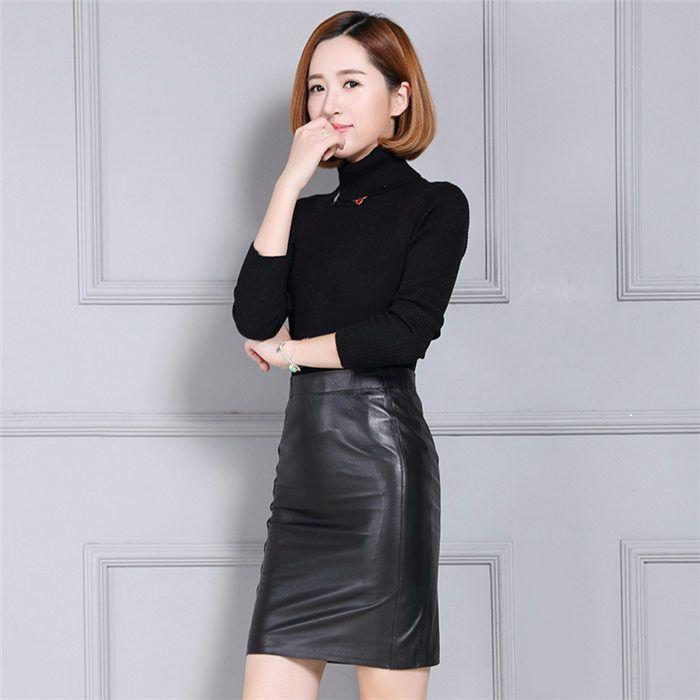 【中古品 】 スカート ミディアム丈革スカート ラムレザー タイトスカート 膝丈ペンシルスカート ラムレザースカート ハイウエスト 本革 皮スカート 羊革 ブラック 【WS1890500042】(11983円)