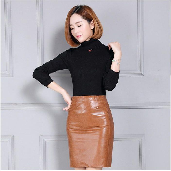 【中古品 】 スカート ミディアム丈革スカート ラムレザー タイトスカート 膝丈ペンシルスカート ラムレザースカート ハイウエスト 本革 皮スカート 羊革 ブラック 【WS1890500042】(11983円)