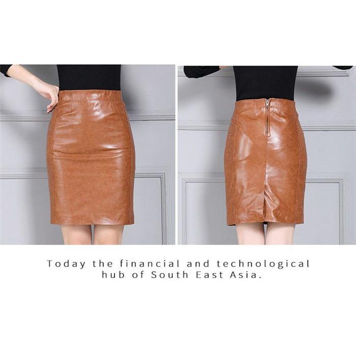 【中古品 】 スカート ミディアム丈革スカート ラムレザー タイトスカート 膝丈ペンシルスカート ラムレザースカート ハイウエスト 本革 皮スカート 羊革 ブラック 【WS1890500042】(11983円)