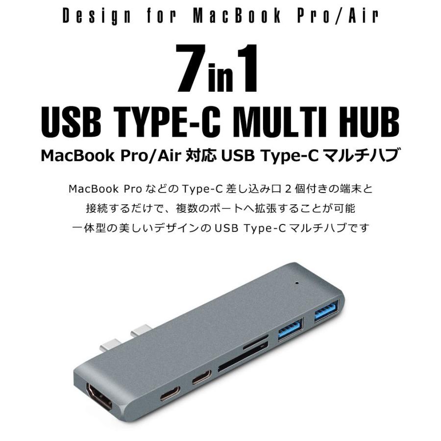 usb-c ハブ 7in1 USB Type-c ハブ LAN USBハブ マルチハブ カードリーダー マルチポートアダプタ Type-C microSDカード USB3.0 4K HDMI 変換アダプタ 4K y4｜wallstickershop｜02