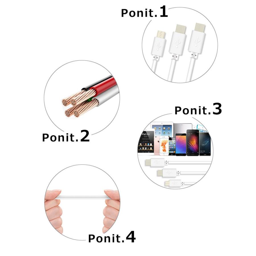 充電ケーブル 3in1 iphone type-c iPad iOS MicroUSB 1m USB充電