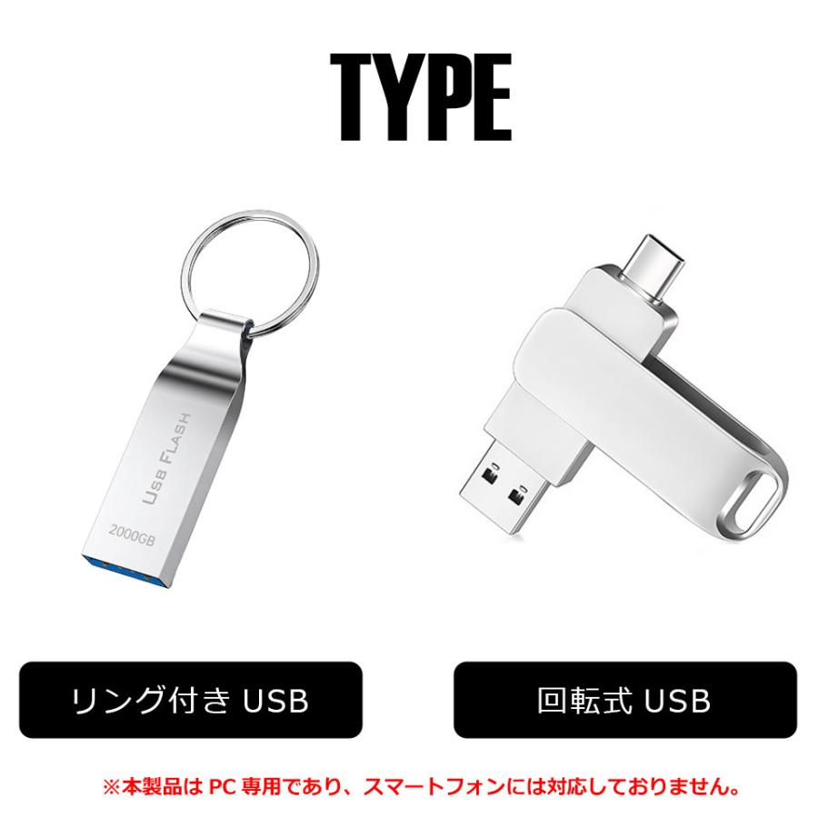 USBメモリ 2TB 大容量 USB3.0対応 usbメモリ 小型 シルバー USB 