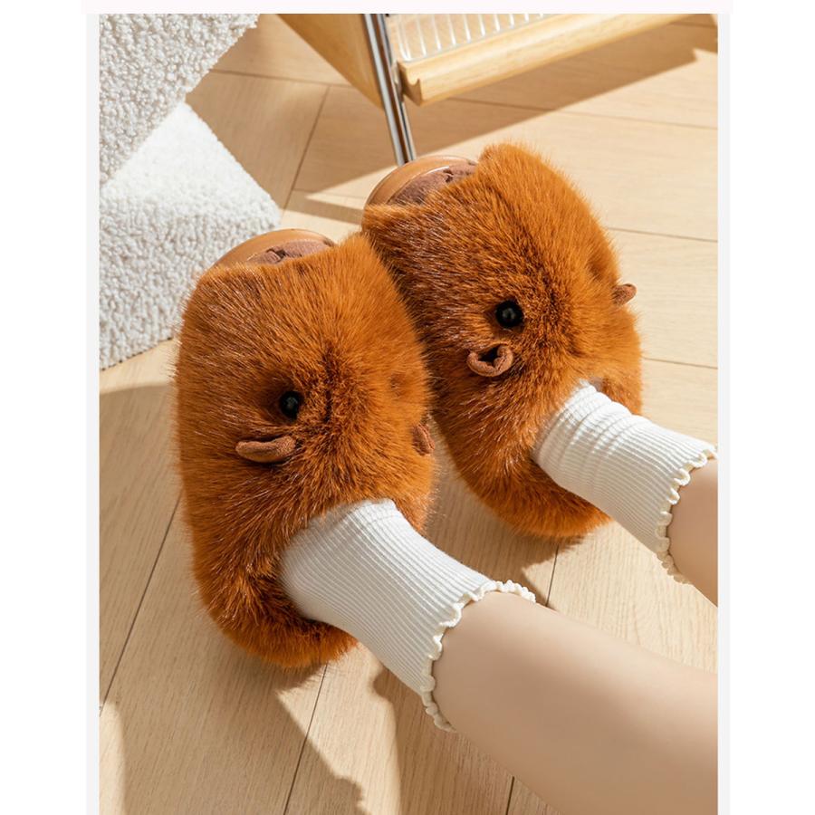 ルームスリッパ かわいい 暖かい 冬 カピバラ ルームシューズ あったか