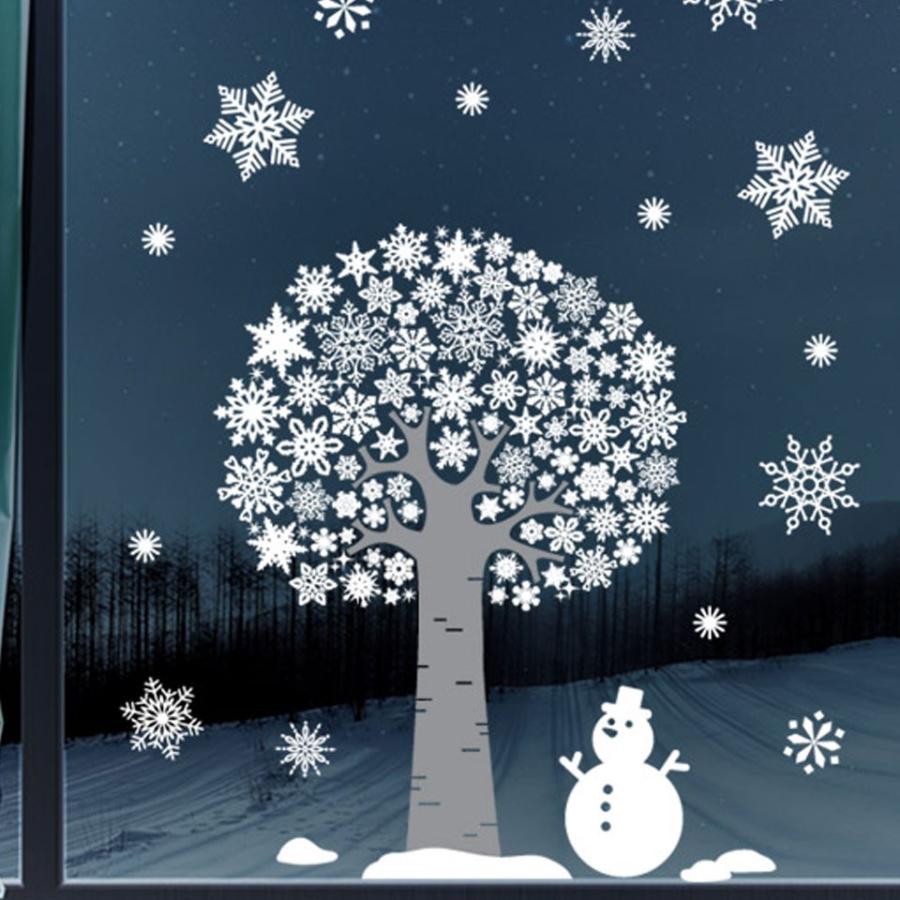 ウォールステッカー 壁 クリスマス ツリー 雪だるま 両面印刷 雪 結晶 貼ってはがせる のりつき 壁紙シール ウォールシール  :fdx-2105:ウォールステッカー本舗 - 通販 - Yahoo!ショッピング