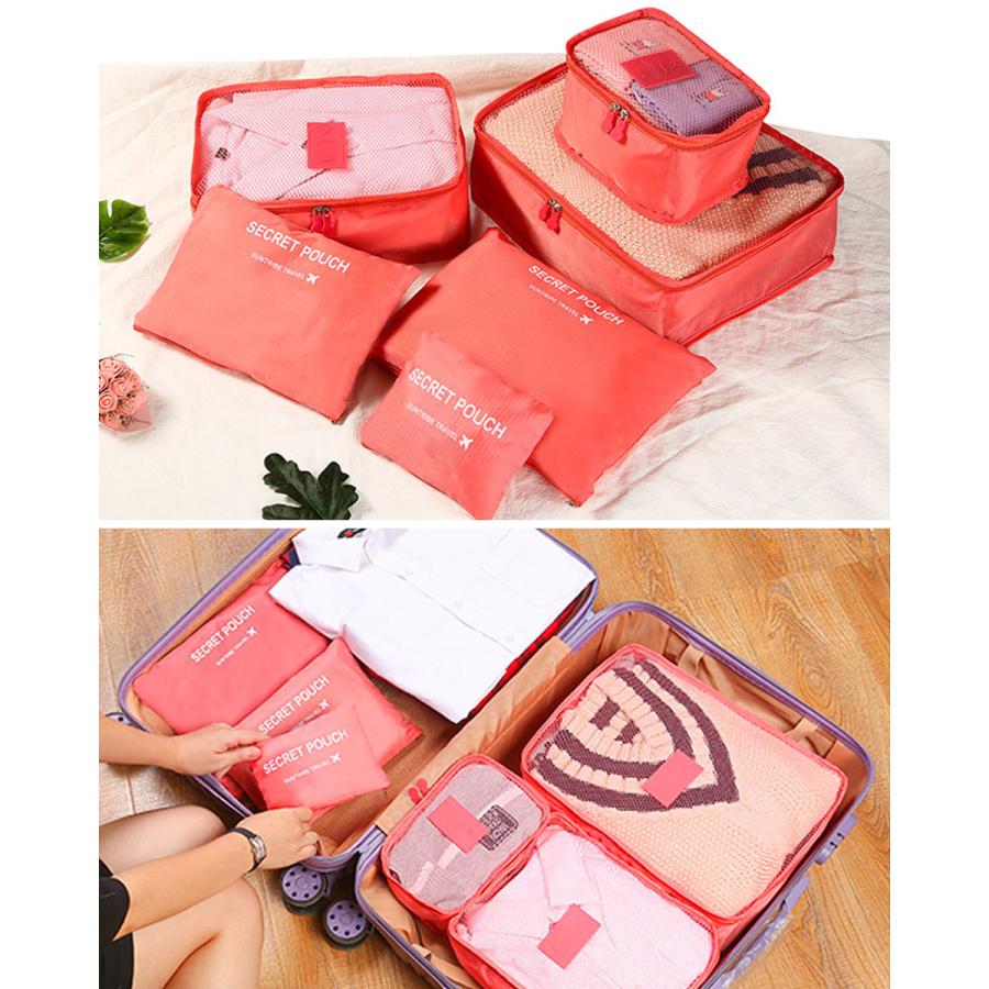 旅行用ポーチ トラベルポーチ 長方形 6点セット コスメポーチ