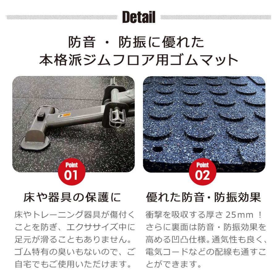 ジムマット 25mm ゴムマット 4枚セット 厚さ2.5cm ゴムフロアマット