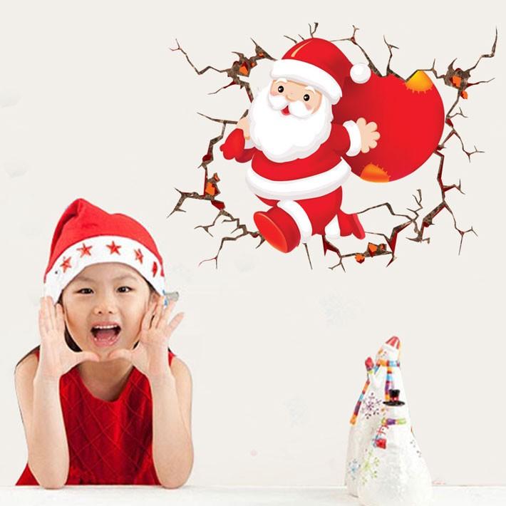 ウォールクリスマス トリックアート 装飾 サンタクロース 壁から