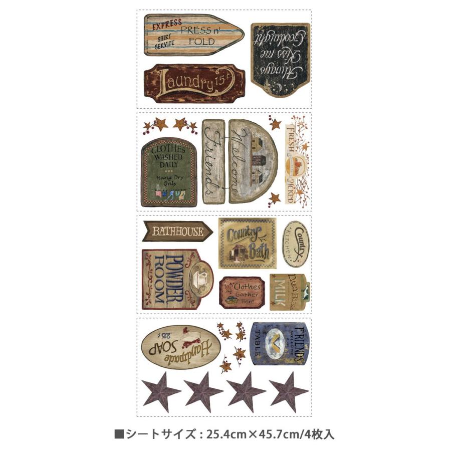 ウォールステッカー アンティーク カントリーサイン ルームメイツ Roommates 壁紙シール 貼ってはがせる のりつき ウォールシール Wja 055 ウォールステッカー本舗 通販 Yahoo ショッピング