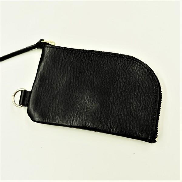 ブロンソンレザー BRONSON LEATHER / ジッパー コインパース キーチェーン付き 牛革 (ブラック) BLACK | 