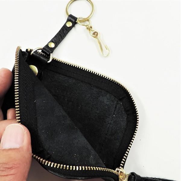ブロンソンレザー BRONSON LEATHER / ジッパー コインパース キーチェーン付き 牛革 (ブラック) BLACK |  | 02