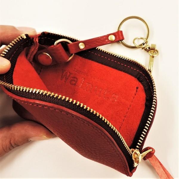 ブロンソンレザー BRONSON LEATHER / ジッパー コインパース キーチェーン付き 牛革 (レッド) RED |  | 02