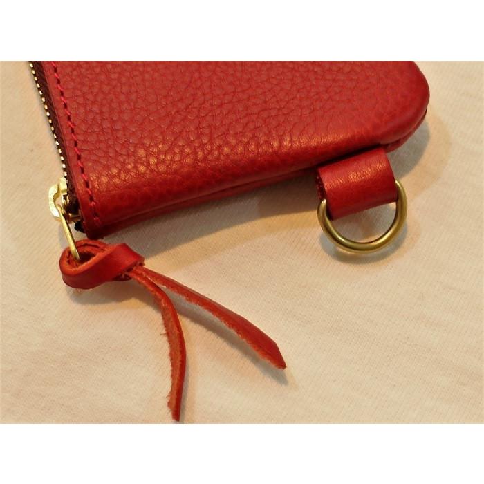 ブロンソンレザー BRONSON LEATHER / ジッパー コインパース キーチェーン付き 牛革 (レッド) RED |  | 03