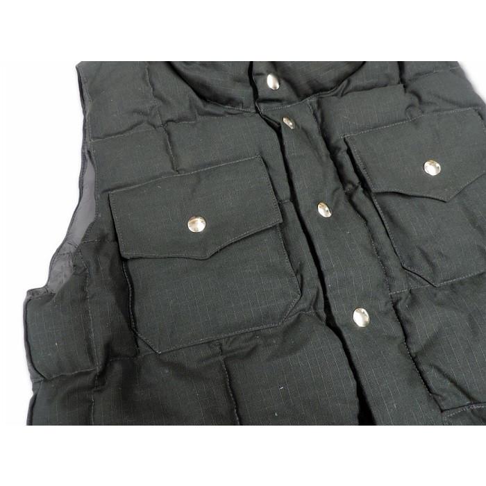 クレセント ダウン ワークス CRESCENT DOWN WORKS / クラシック ダウン ベスト Classic down vest   リップストップ コットン (BLACK) ブラック アメリカ製 | Crescent Down Works | 01