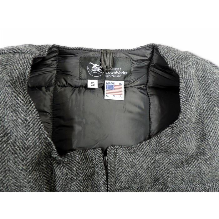 クレセント ダウン ワークス CRESCENT DOWN WORKS / インナー ダウンベスト Square Quilt Inner Vest  ウールヘリンボーン (CHARCOAL)  アメリカ製 | Crescent Down Works | 01