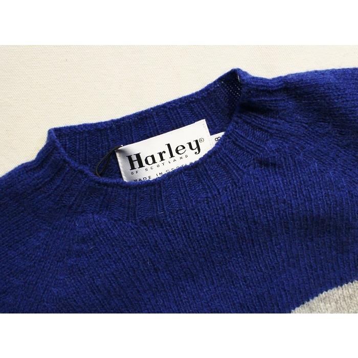 ハーレー オブ スコットランド  HARLEY OF SCOTLAND / ボーダー クルーネック セーター (ROYAL / GRAY) グレー スコットランド製 |  | 03