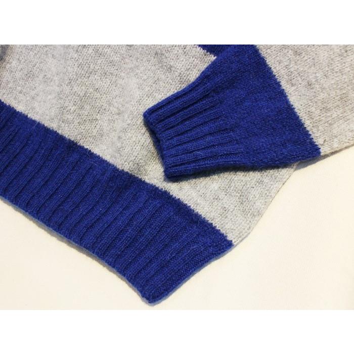 ハーレー オブ スコットランド  HARLEY OF SCOTLAND / ボーダー クルーネック セーター (ROYAL / GRAY) グレー スコットランド製 |  | 04