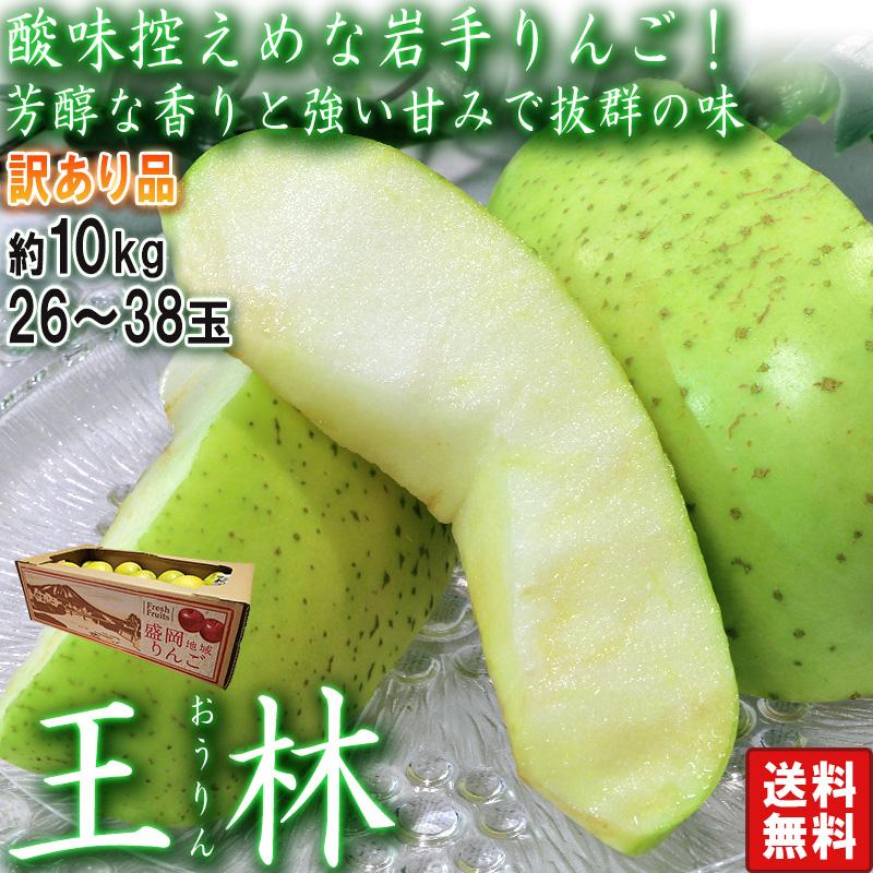 王林 おうりん 青りんご 約10kg 26〜38玉 訳あり規格 岩手県産 酸味