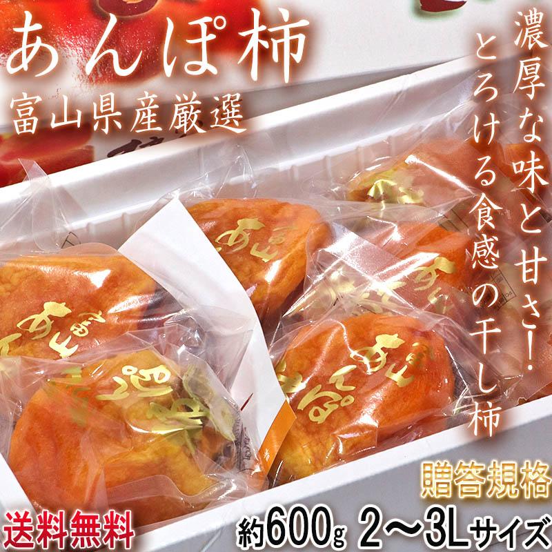 あんぽ柿 約600g 2〜3Lサイズ 大玉 贈答規格 富山県産 ギフト最適な