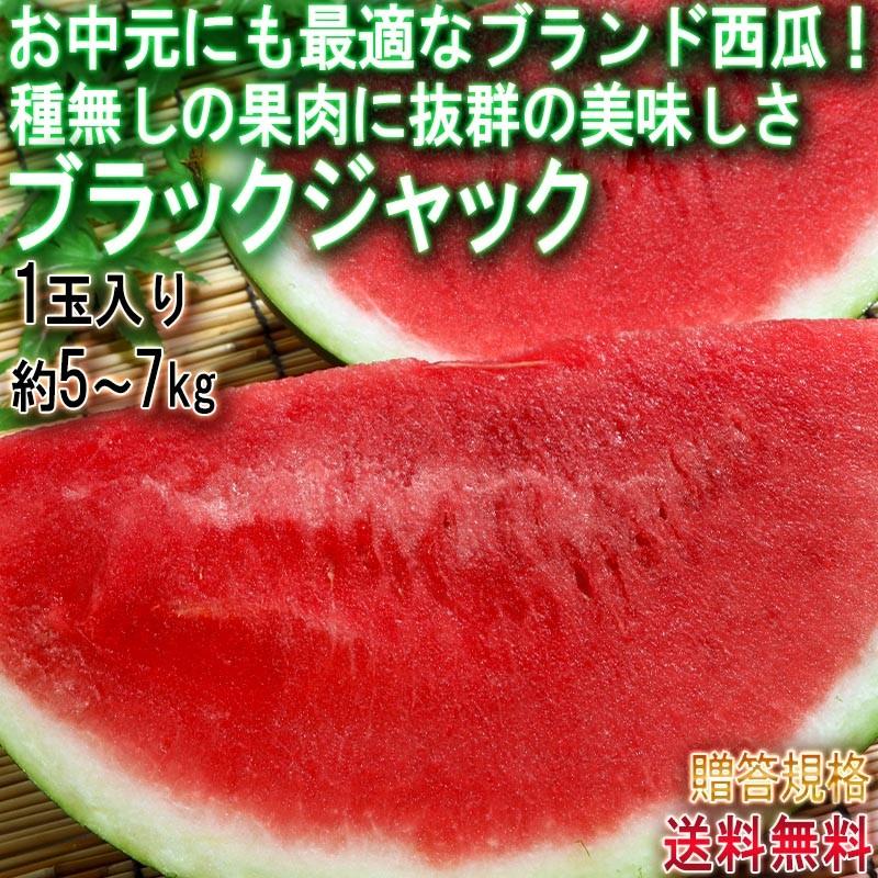ブラックジャック 種無し西瓜 1玉 約5〜7kg 千葉県産 贈答規格 黒皮の