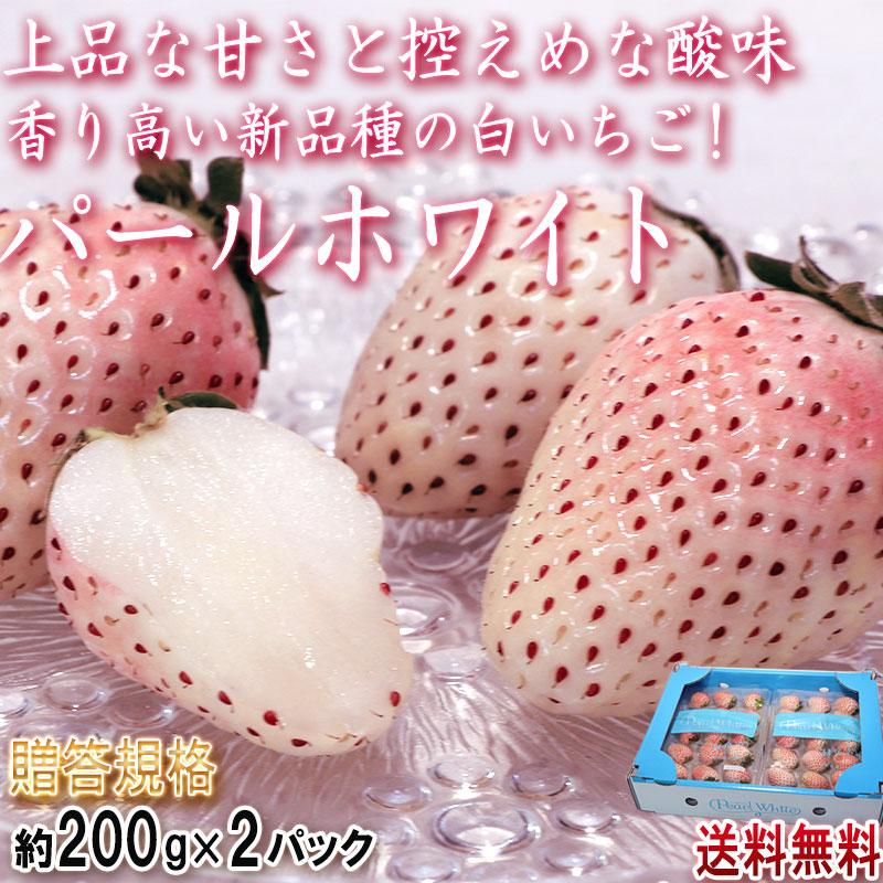 パールホワイト 白いちご 約200g×2パック 佐賀県産 贈答規格 真っ白な