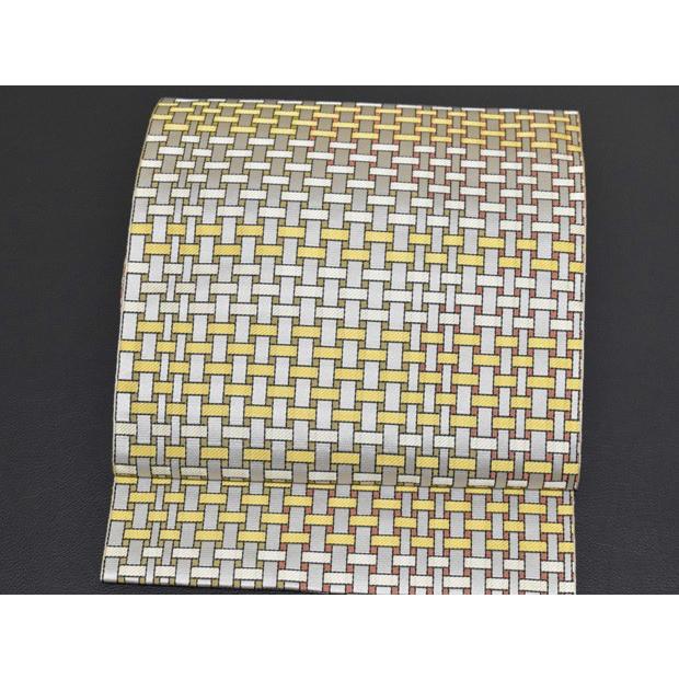 (竹組細工)本場筑前 博多織 福絖織物謹製 全通 紋八寸名古屋帯 金証紙 日本製